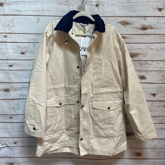 NWOT Zara Eggshell colored parka size Large - Picture 4 of 6